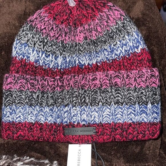 REBECCA Minkoff Marled Stripe Beanie turn up cuff Holiday NWT main image 6